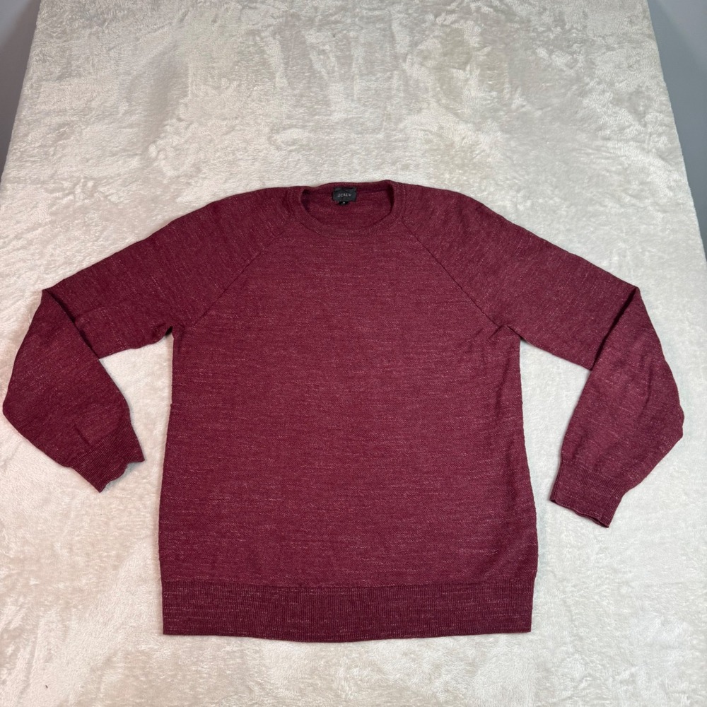 J.Crew Mens M Slim Fit Cotton Raglan Crewneck Sweater Burgundy Heather